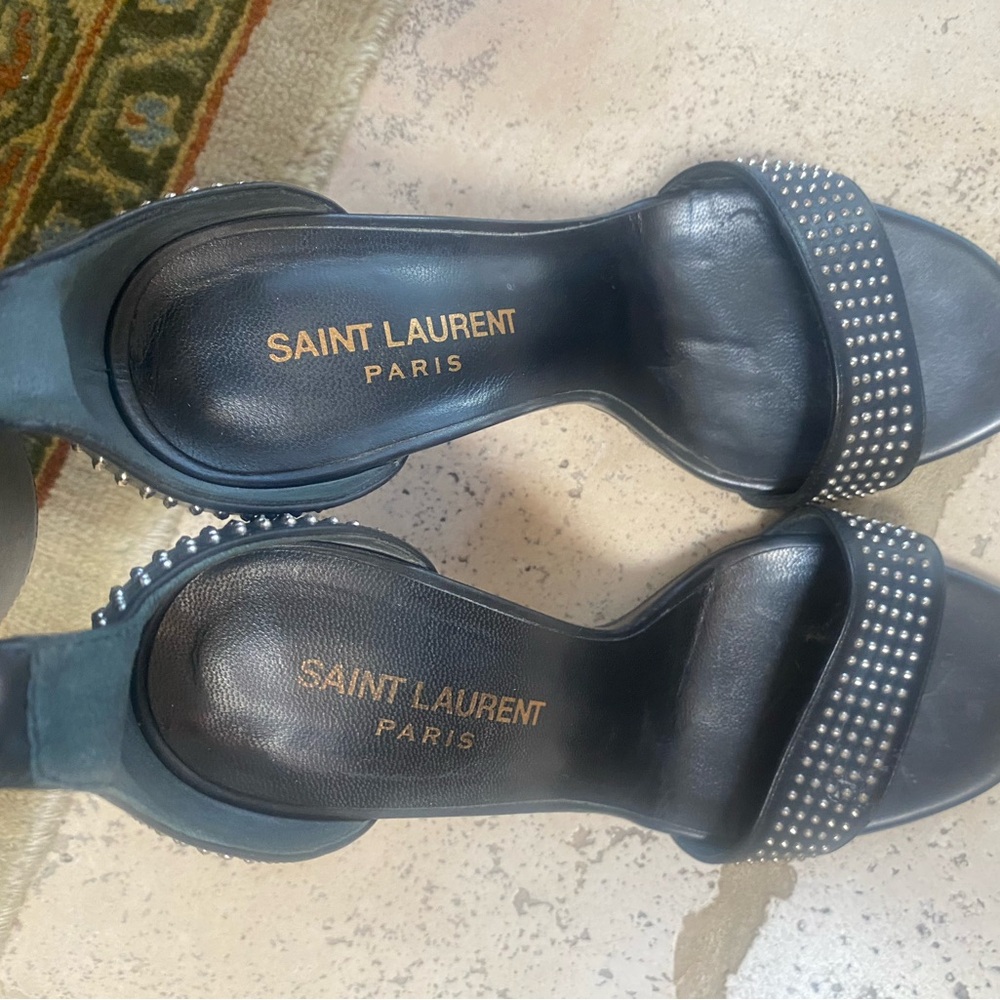 Saint Laurent Black Crystal Embellished Heels - Picture 2 of 8